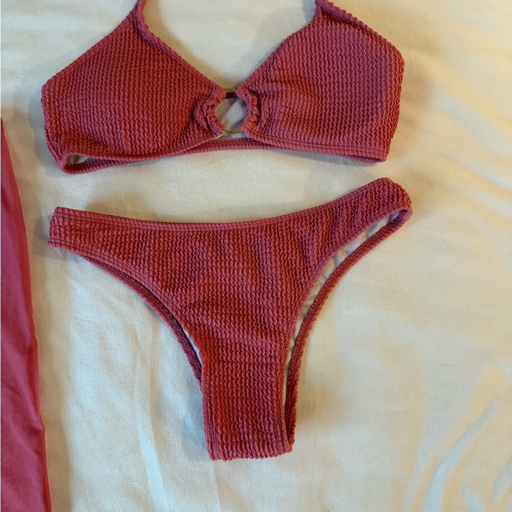 Pink Textured Bikini Set - Picture 3 of 9